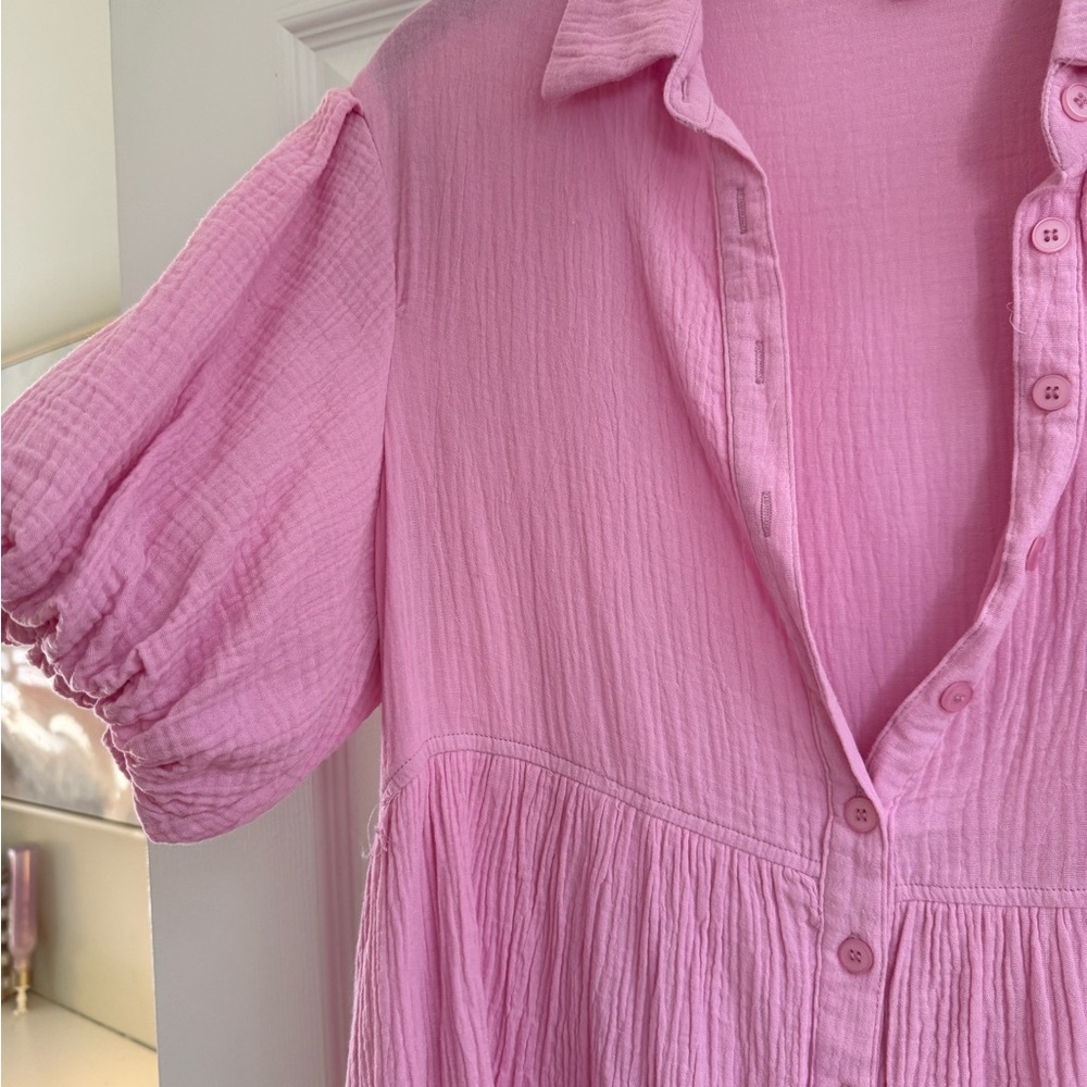 Pink Button-Up Women's Top - Picture 2 of 3